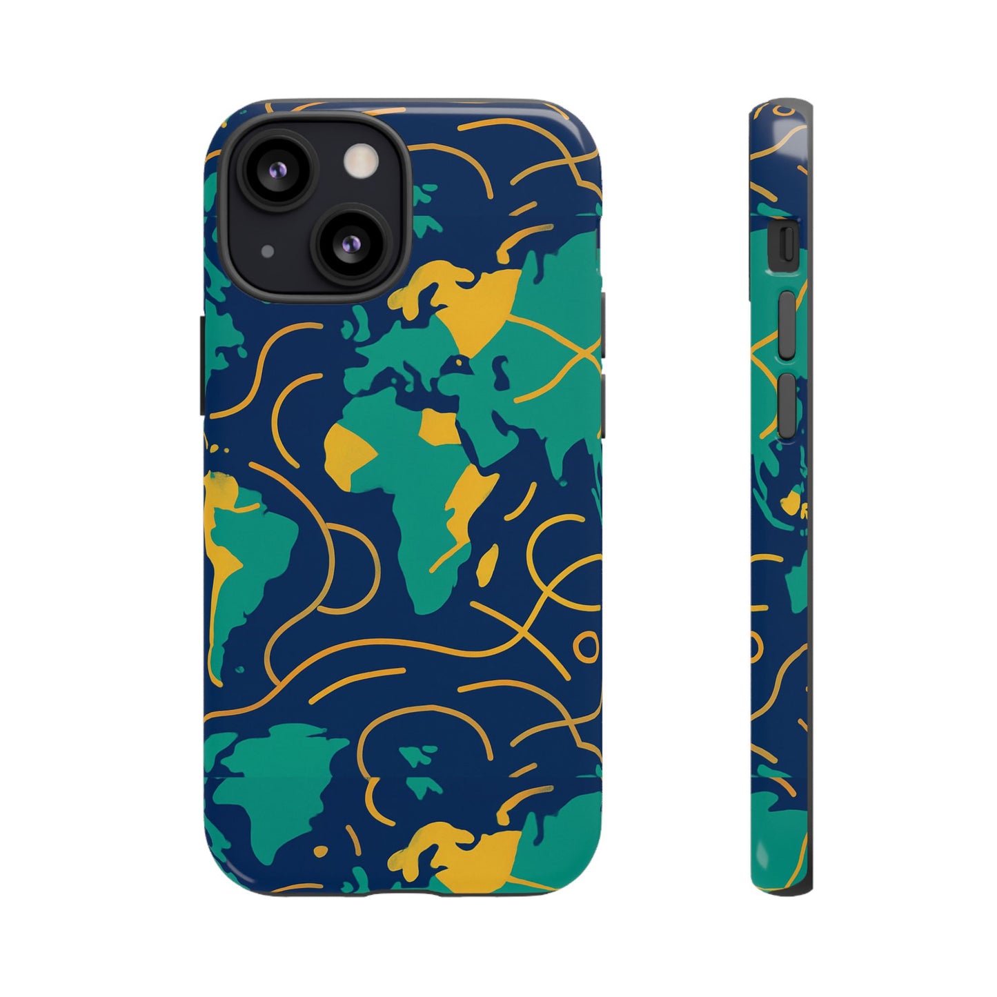 multicolour geometric map 3d wrap protective phone case for men and women, stylish shockproof accessory, compatible with iphone 13, 14, 15 & 16 – all models including pro, pro max & plus