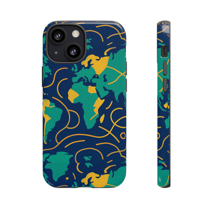 Multicolour Geometric Map 3D Wrap Protective Phone Case for Men and Women, Stylish Shockproof Accessory, Compatible with iPhone 13, 14, 15 & 16 – all models including Pro, Pro Max & Plus