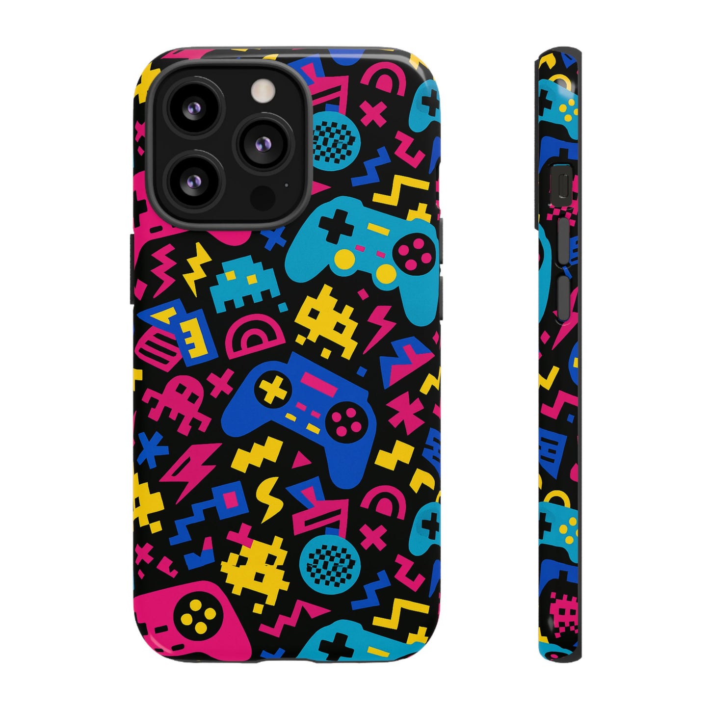 vibrant retro gaming phone case with 3d design for stylish protection compatible with iphone 13, 14, 15 & 16 – all models including pro, pro max & plus