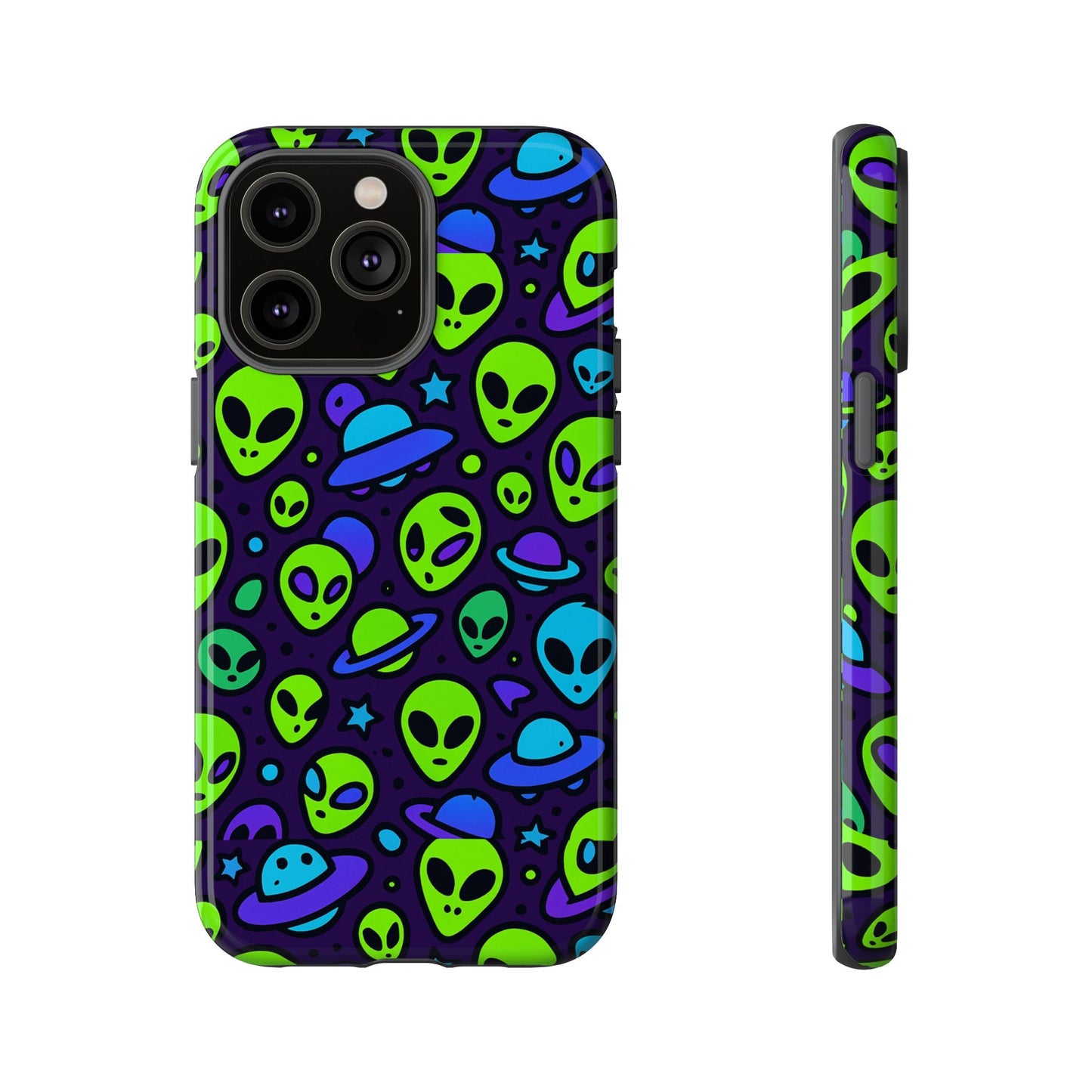 vibrant alien 3d wrap protective phone case in multicolour design for fun smartphone accessories compatible with iphone 13, 14, 15 & 16 – all models including pro, pro max & plus