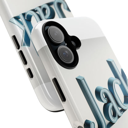 Vibrant 3D Text Protective Phone Case in Blue for Unique Self-Expression – Stylish Protection Compatible with iPhone 13, 14, 15 & 16 – all models including Pro, Pro Max & Plus
