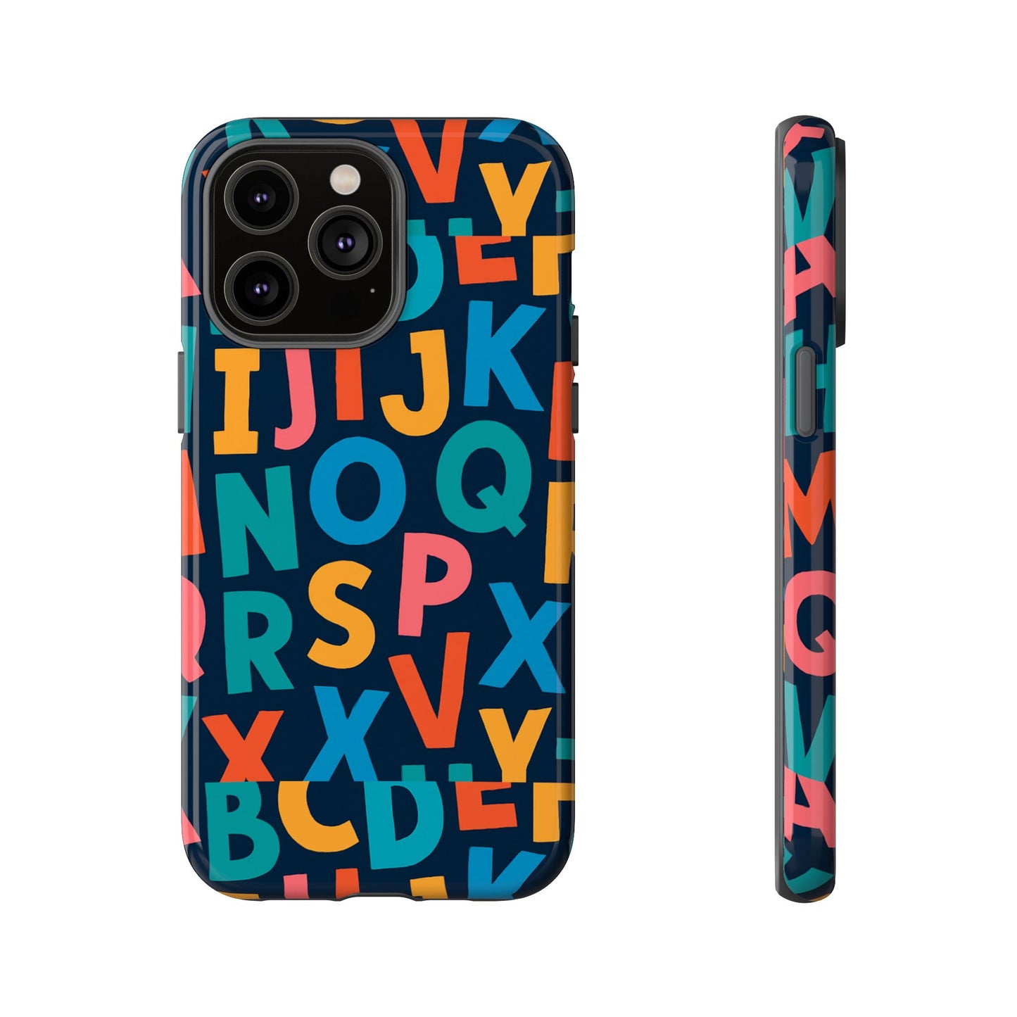 multicolour 3d letter print protective phone case for creative style and individuality compatible with iphone 13, 14, 15 & 16 – all models including pro, pro max & plus