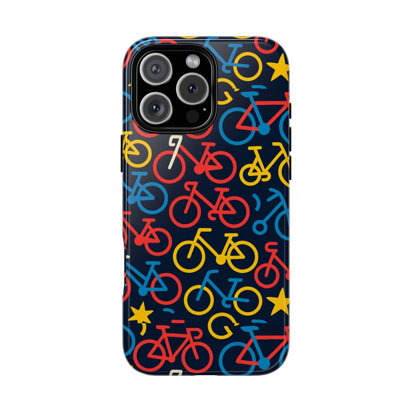 multicolor bicycle pattern protective phone case – vibrant 3d design for stylish protection – compatible with iphone 13, 14, 15 & 16 – all models including pro, pro max & plus