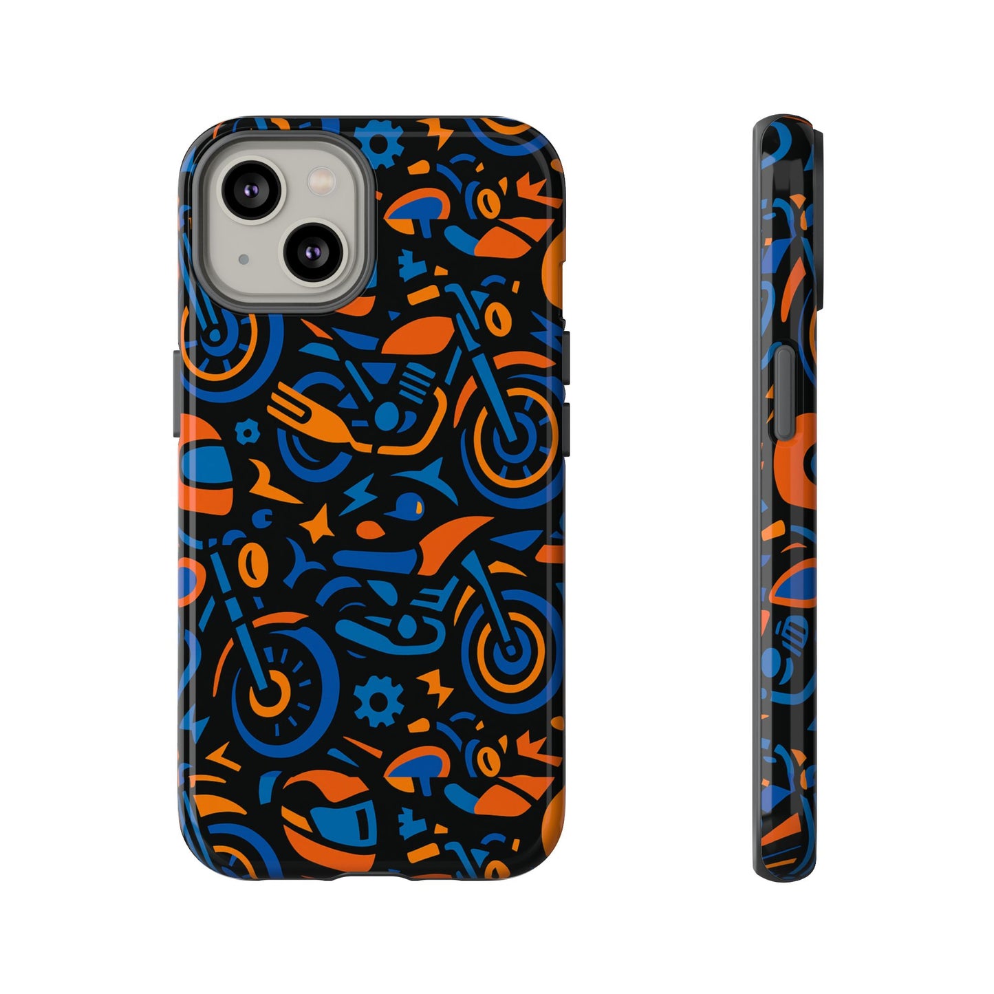vibrant motorcycle phone case in multicolour design for stylish protection compatible with iphone 13, 14, 15 & 16 – all models including pro, pro max & plus