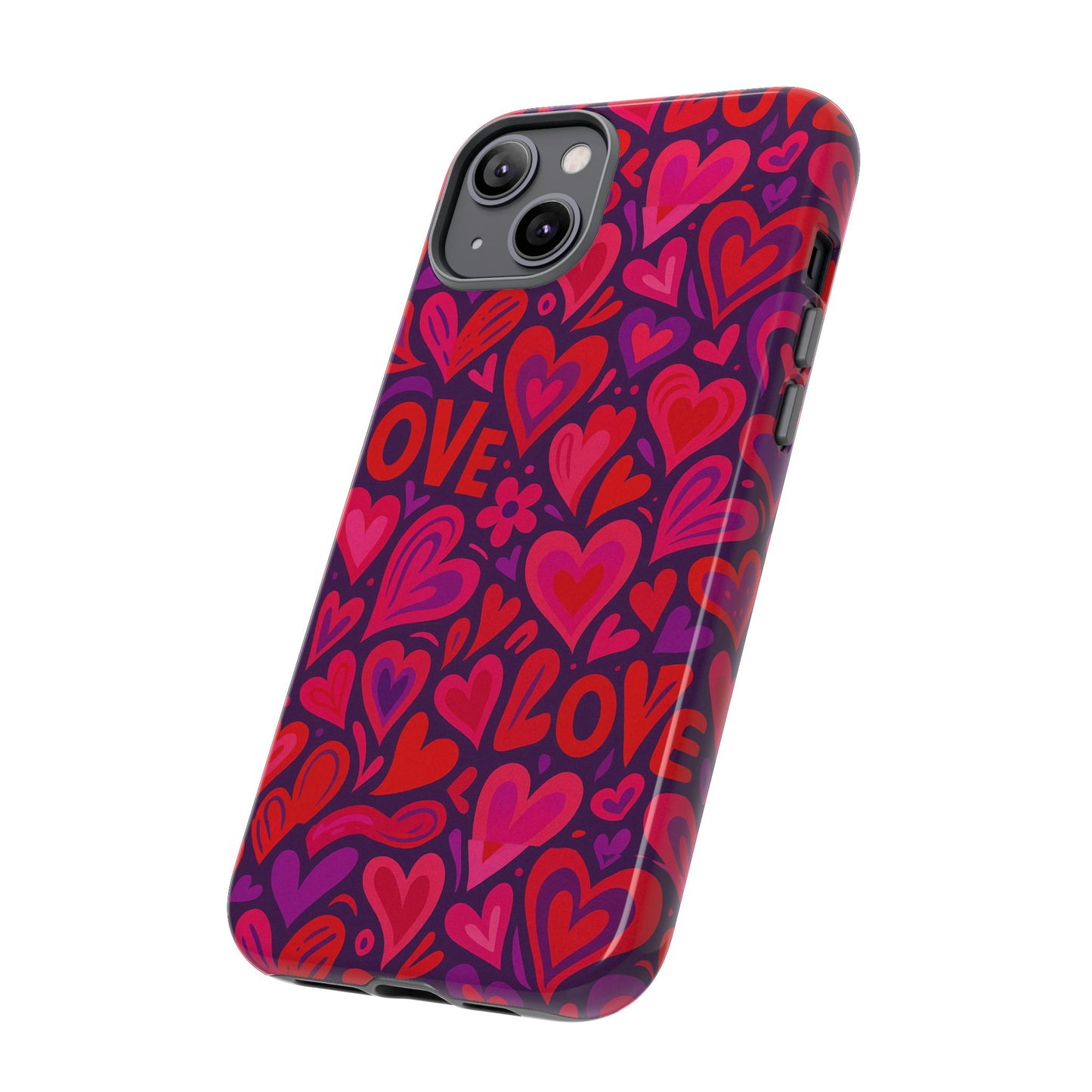 multicolour 3d heart pattern protective phone case for smartphones – vibrant design for stylish protection, compatible with iphone 13, 14, 15 & 16 – all models including pro, pro max & plus
