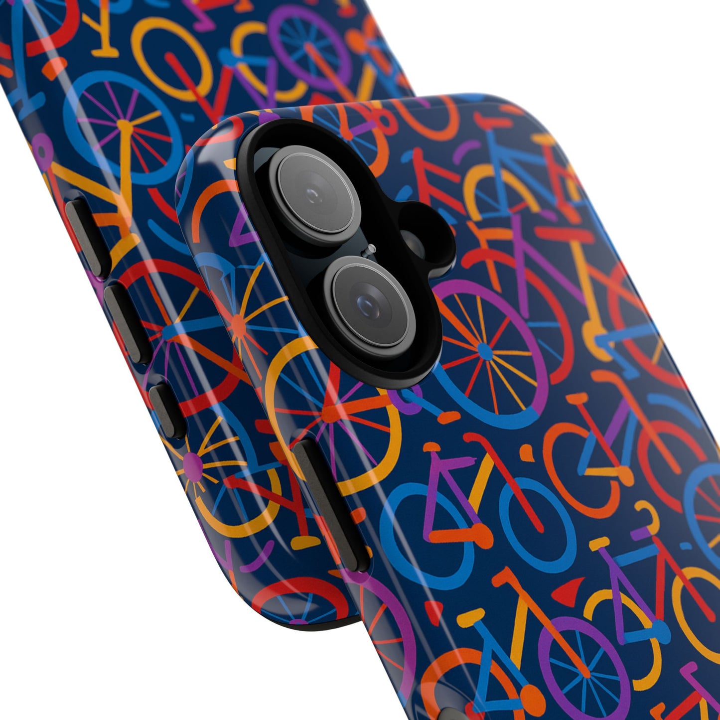 multicolour 3d bicycle pattern protective phone case stylish design for creative individuals compatible with iphone 13, 14, 15 & 16 – all models including pro, pro max & plus