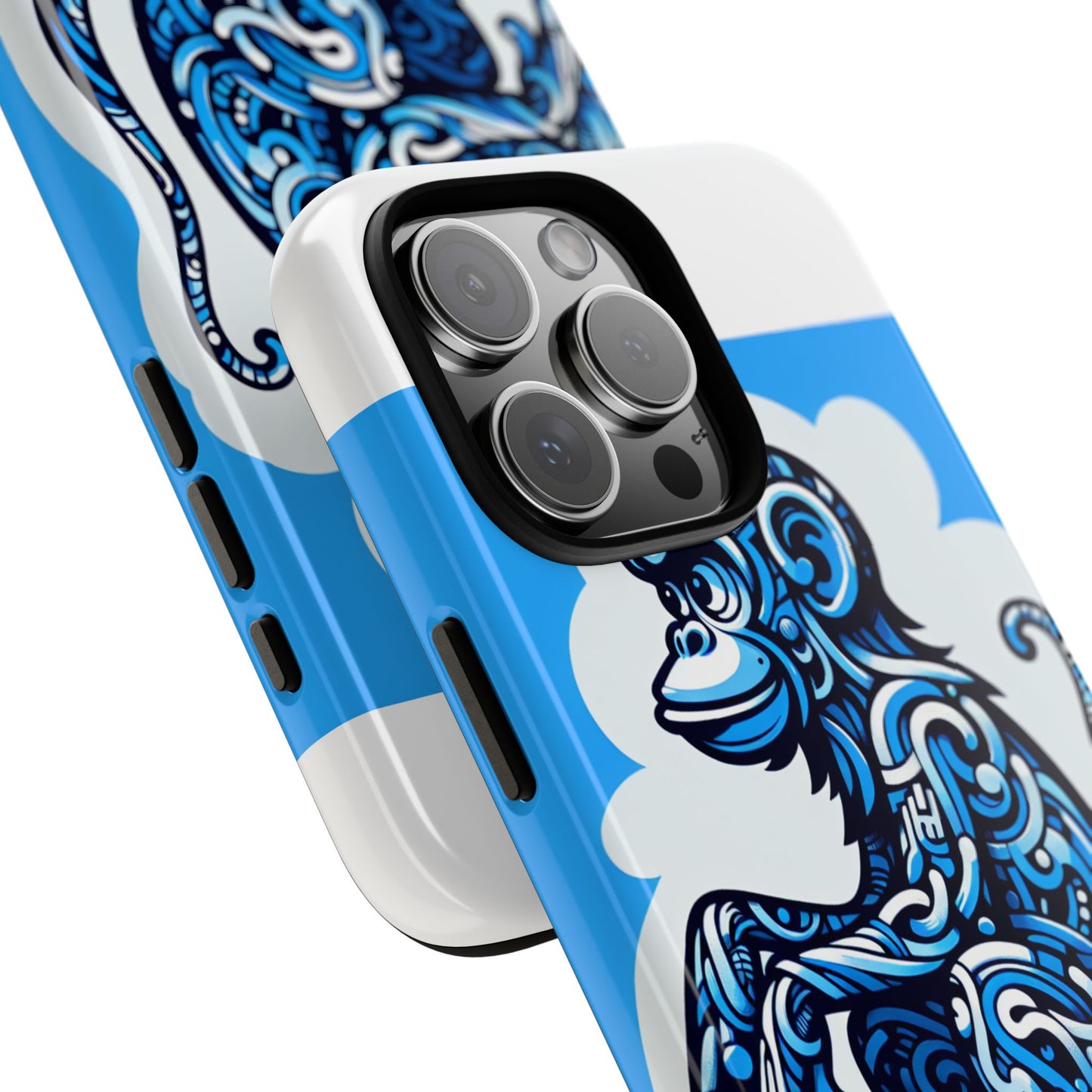 vibrant 3d monkey design phone case in blue – stylish protection for smartphones compatible with iphone 13, 14, 15 & 16 – all models including pro, pro max & plus