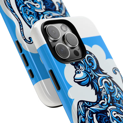 Vibrant 3D Monkey Design Phone Case in Blue – Stylish Protection for Smartphones Compatible with iPhone 13, 14, 15 & 16 – All Models Including Pro, Pro Max & Plus