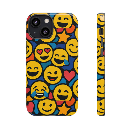 Multicolour Emoji Protective Phone Case with 3D Wrap Design Fun Accessory for Unisex Compatible with iPhone 13, 14, 15 & 16 – all models including Pro, Pro Max & Plus