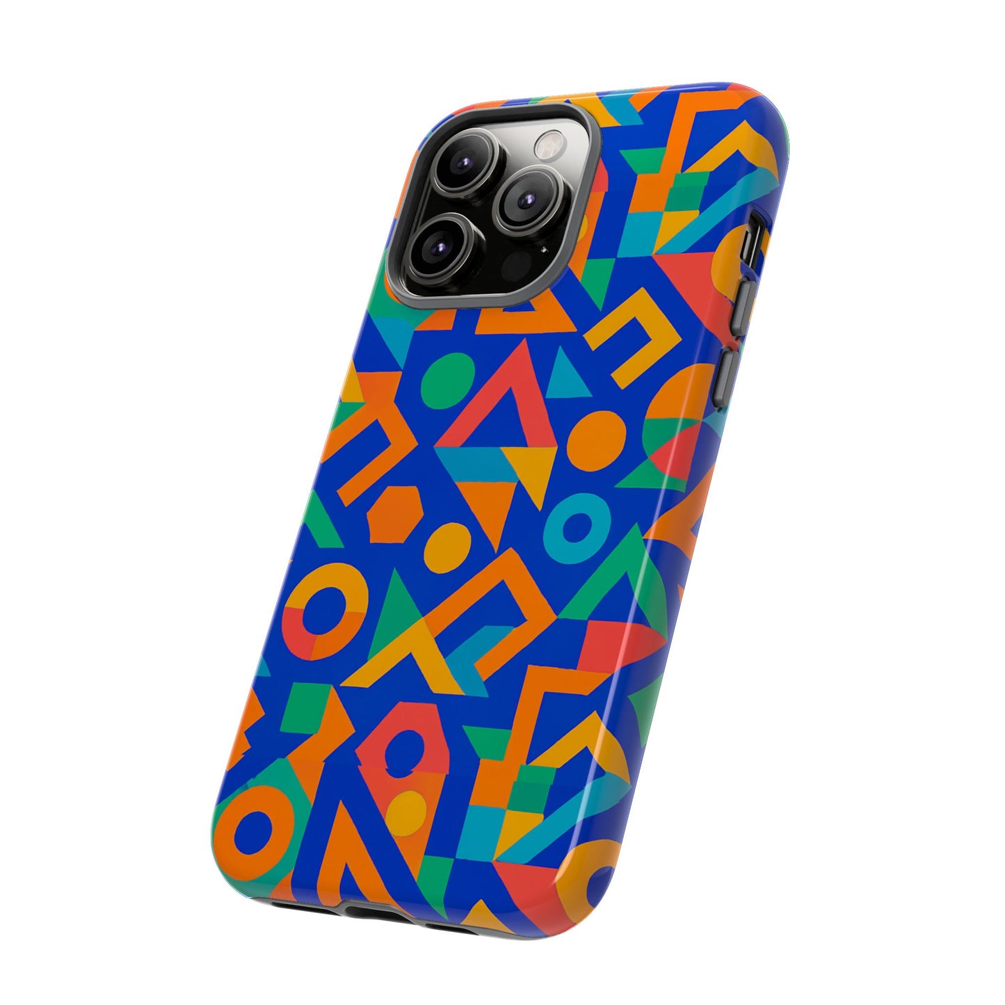 multicolour geometric 3d wrap protective phone case – vibrant accessory for creative individuals compatible with iphone 13, 14, 15 & 16 – all models including pro, pro max & plus