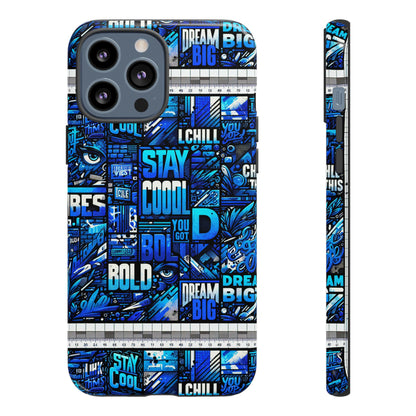 Vibrant 3D Wrap Protective Phone Case in Blue Typography Design for Unique Style – Stylish Protection Compatible with iPhone 13, 14, 15 & 16 – All Models Including Pro, Pro Max & Plus