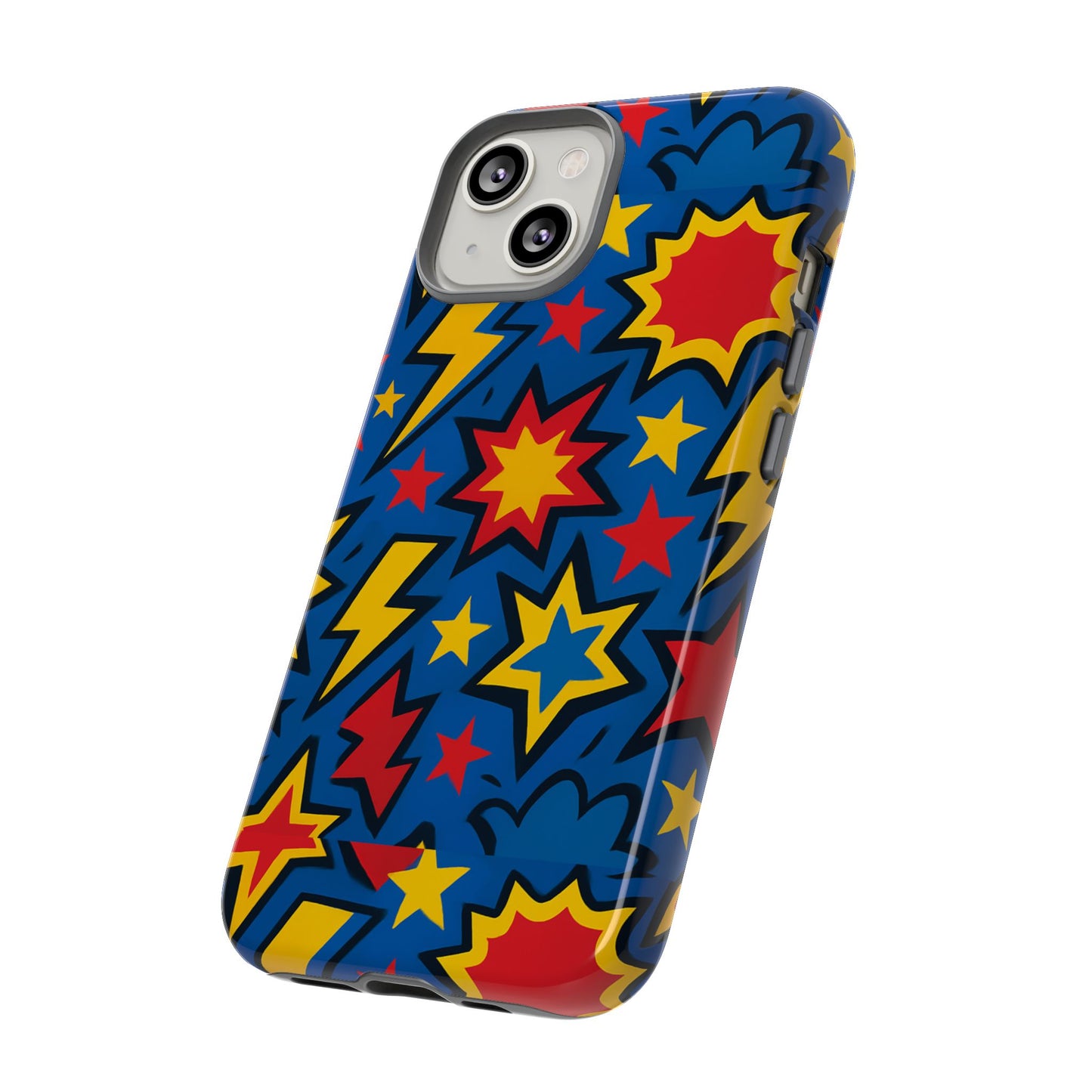 vibrant 3d superhero design protective phone case for fun retro style and unique expression compatible with iphone 13, 14, 15 & 16 – all models including pro, pro max & plus