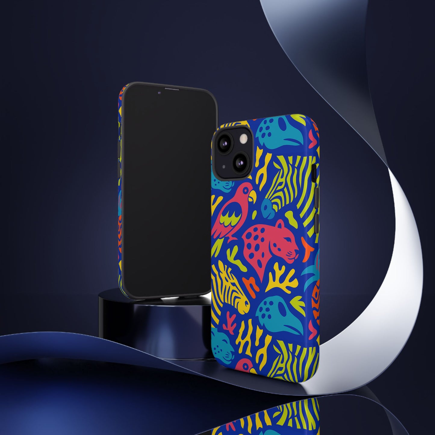 vibrant animal print protective phone case for stylish protection with multicolour design – compatible with iphone 13, 14, 15 & 16 – all models including pro, pro max & plus