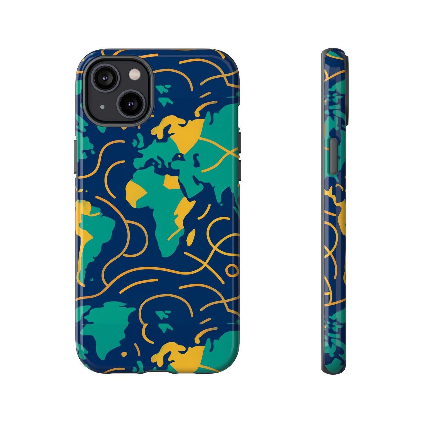 multicolour geometric map 3d wrap protective phone case for men and women, stylish shockproof accessory, compatible with iphone 13, 14, 15 & 16 – all models including pro, pro max & plus