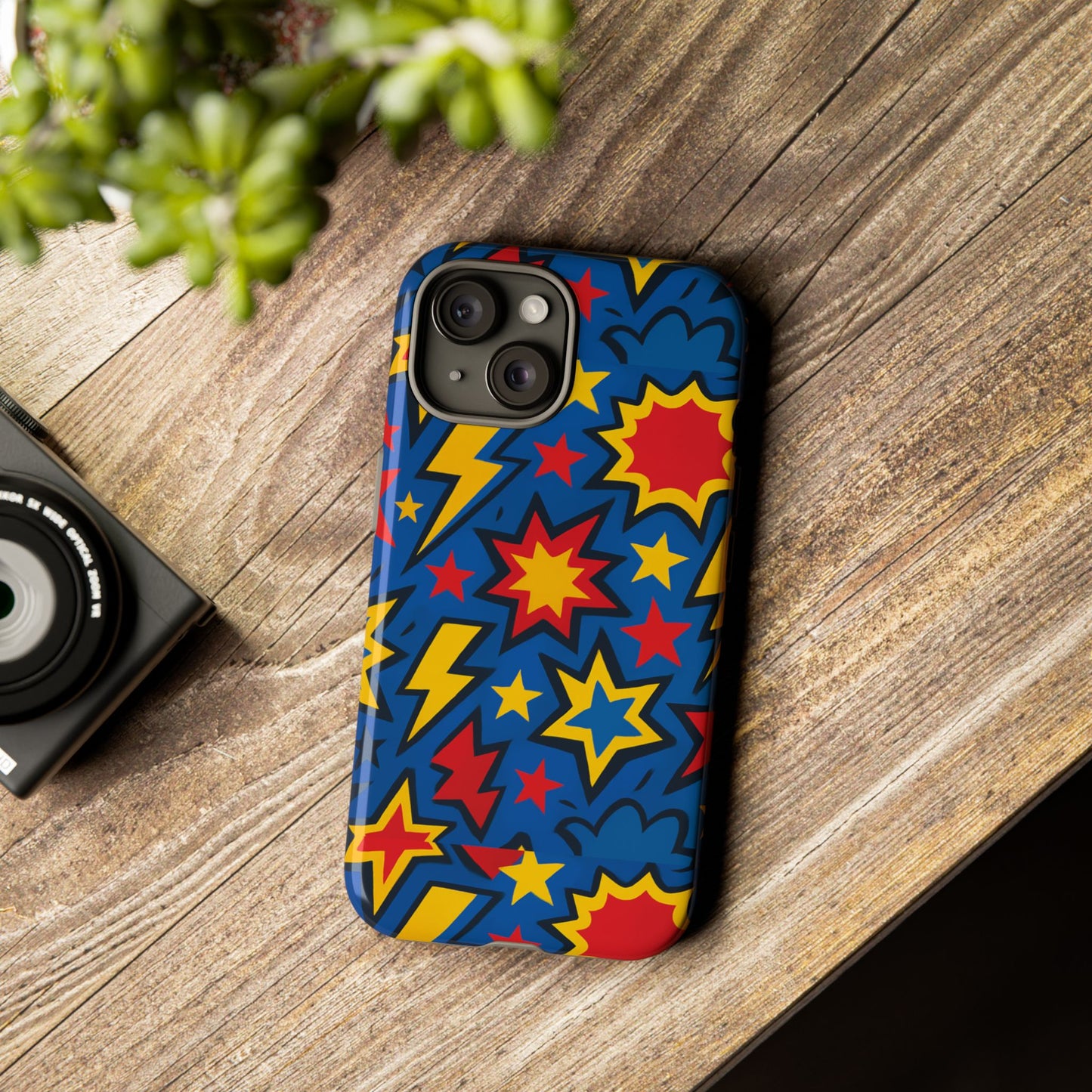 vibrant 3d superhero design protective phone case for fun retro style and unique expression compatible with iphone 13, 14, 15 & 16 – all models including pro, pro max & plus