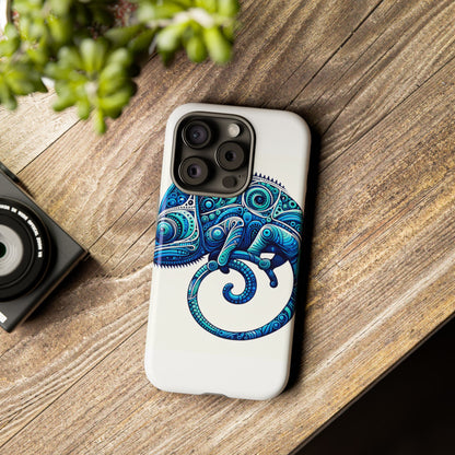 Vibrant 3D Wrap Protective Phone Case with Blue Chameleon Design, Creative Accessory for Unique Style, Compatible with iPhone 13, 14, 15 & 16 – all models including Pro, Pro Max & Plus
