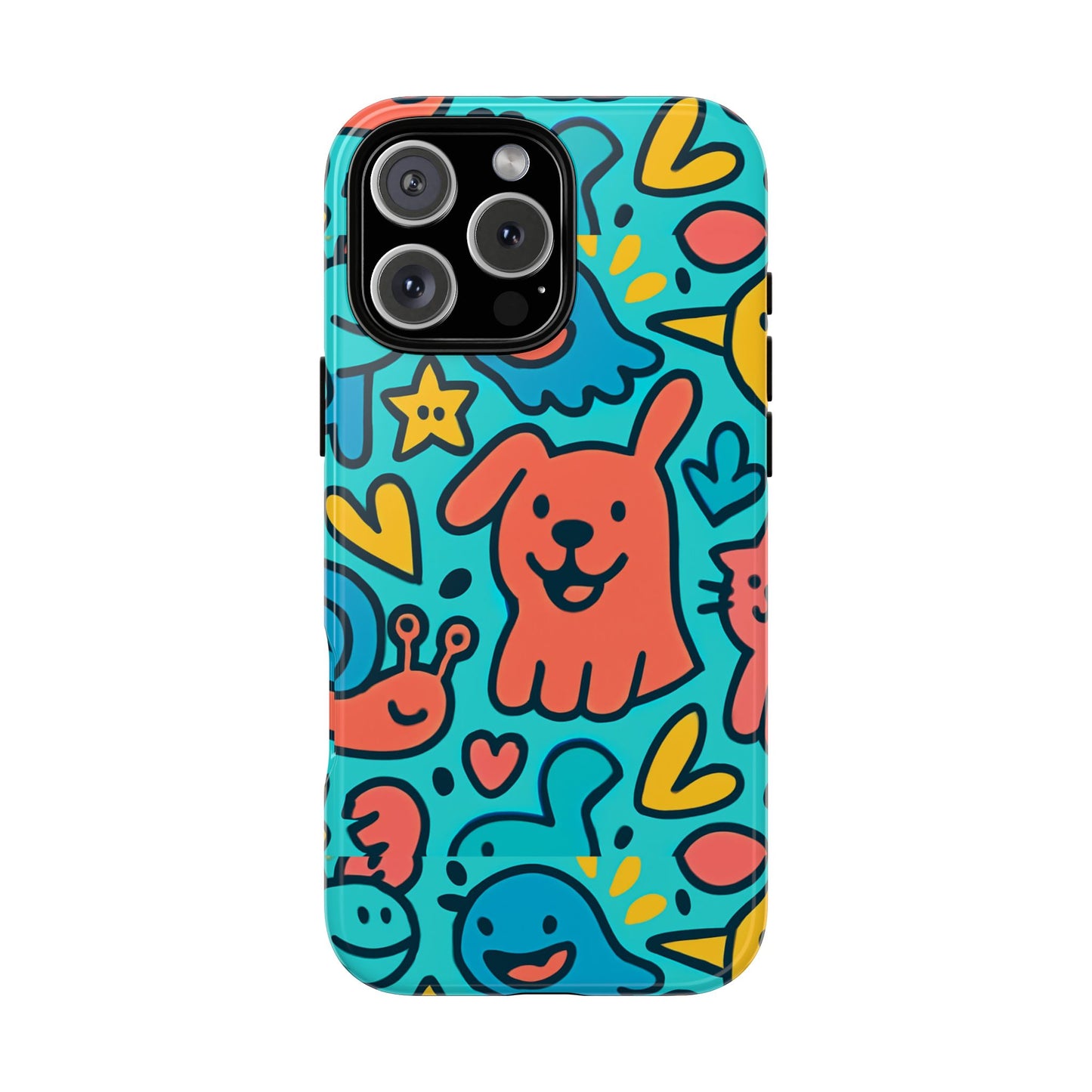 vibrant colourful protective phone case with fun animal cartoon design – stylish protection for kids and adults compatible with iphone 13, 14, 15 & 16 – all models including pro, pro max & plus