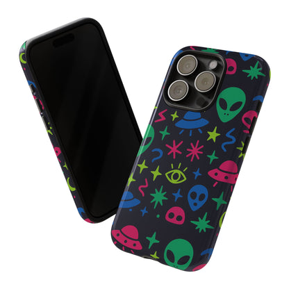Vibrant Alien Pattern Protective Phone Case with 3D Wrap Design for Unique Expression – Stylish Protection Compatible with iPhone 13, 14, 15 & 16 – All Models Including Pro, Pro Max & Plus