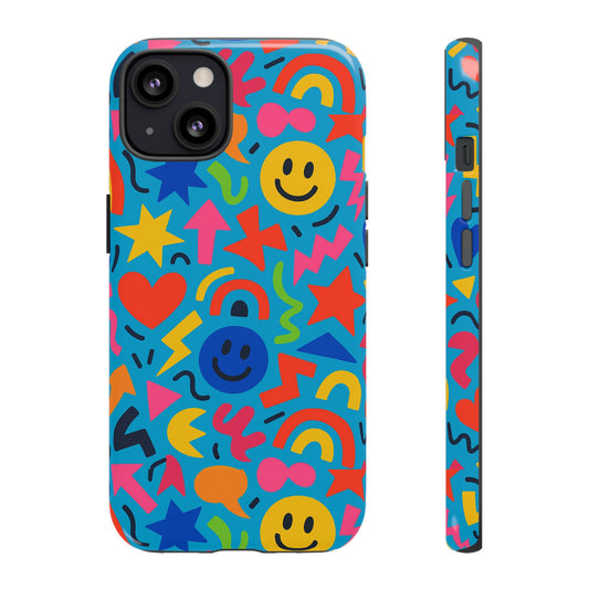 Multicolour 3D Wrap Protective Phone Case for Kids and Teens with Fun Geometric Design – Stylish Protection Compatible with iPhone 13, 14, 15 & 16 – all models including Pro, Pro Max & Plus