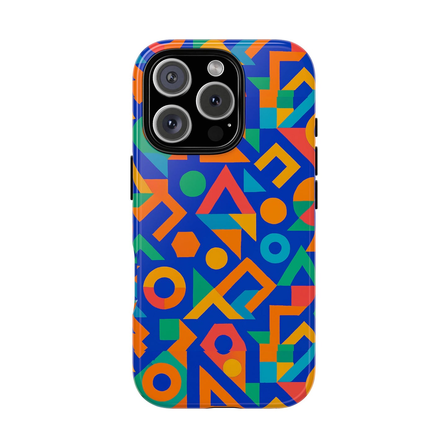 multicolour geometric 3d wrap protective phone case – vibrant accessory for creative individuals compatible with iphone 13, 14, 15 & 16 – all models including pro, pro max & plus