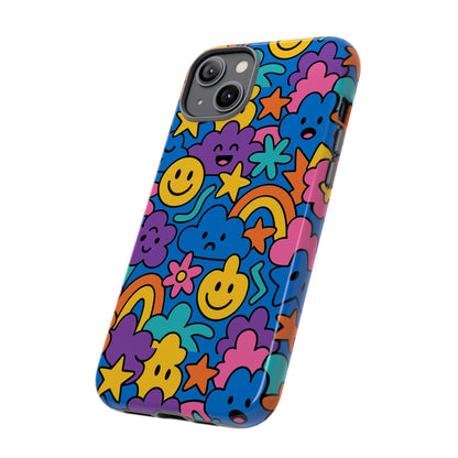 Vibrant Cartoon Protective Phone Case with Playful Multicolour Design – Unisex Fashion Accessory – Compatible with iPhone 13, 14, 15 & 16 – All Models Including Pro, Pro Max & Plus
