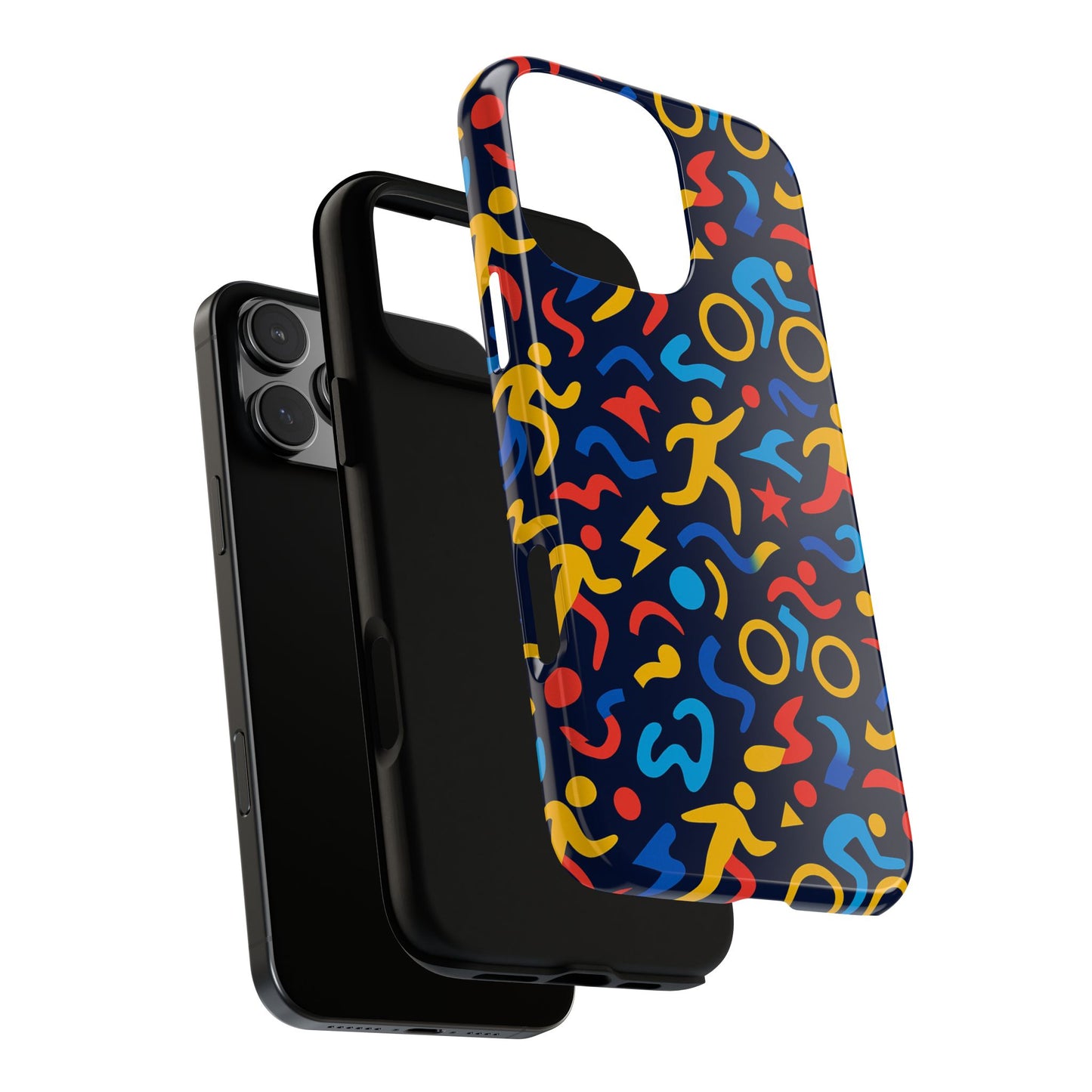vibrant abstract 3d wrap protective phone case in multicolour design for unisex fashion accessory compatible with iphone 13, 14, 15 & 16 – all models including pro, pro max & plus