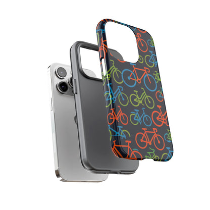 Multicolour Bicycle Print Protective Phone Case for Smartphones – Vibrant Style and Trendy Accessory Compatible with iPhone 13, 14, 15 & 16 – all models including Pro, Pro Max & Plus