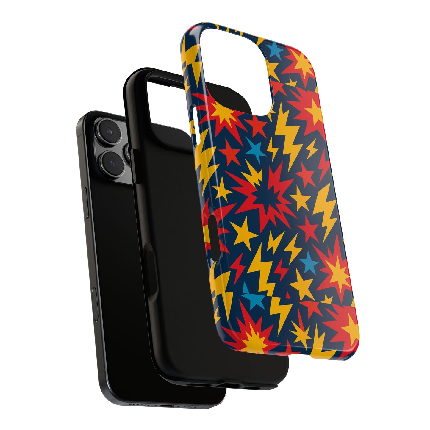 vibrant 3d superhero phone case with colourful lightning design for men and women, stylish protection compatible with iphone 13, 14, 15 & 16 – all models including pro, pro max & plus