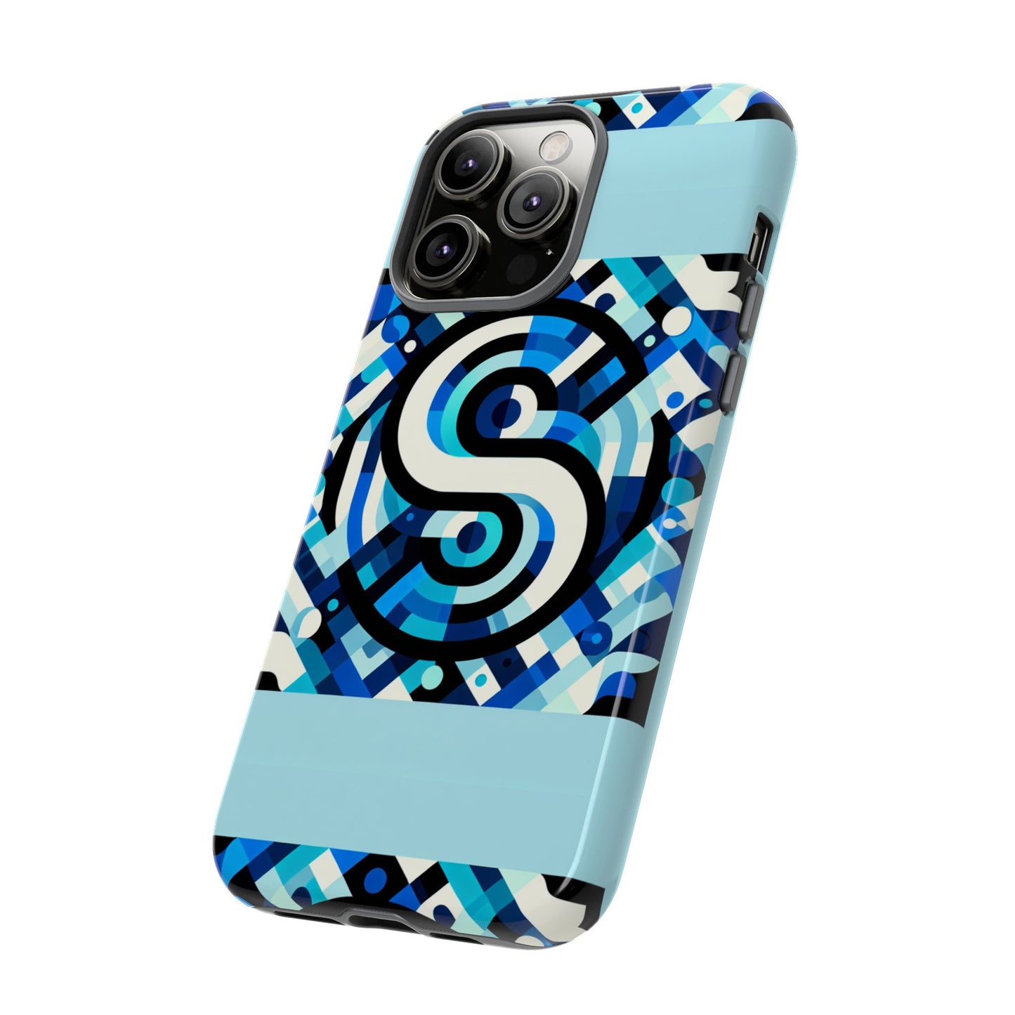 letter blue alphabet s phone case with 3d wrap design for stylish protection and unique retro anime comic style