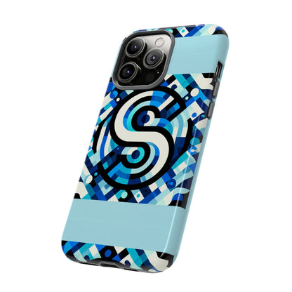 Letter Blue Alphabet S Phone Case with 3D Wrap Design for Stylish Protection and Unique Retro Anime Comic Style