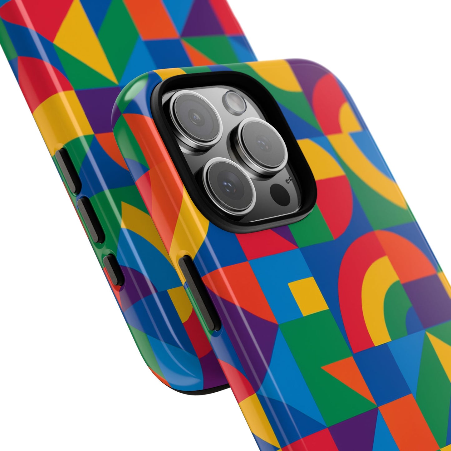 vibrant 3d geometric phone case with bold design stylish protection accessory compatible with iphone 13, 14, 15 & 16 – all models including pro, pro max & plus