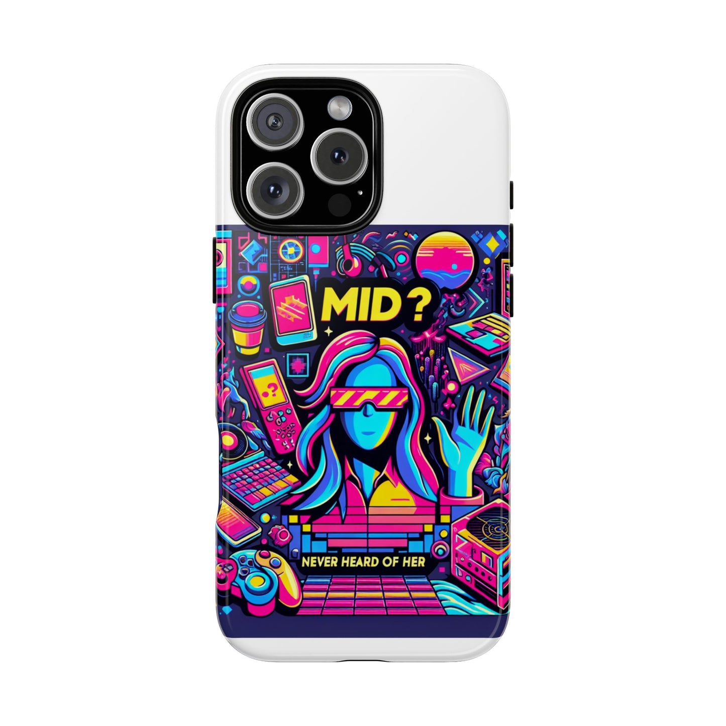 mid never heard of her 3d wrap protective phone case for fun retro style and shock absorption, ideal gift for tech enthusiasts and anime lovers