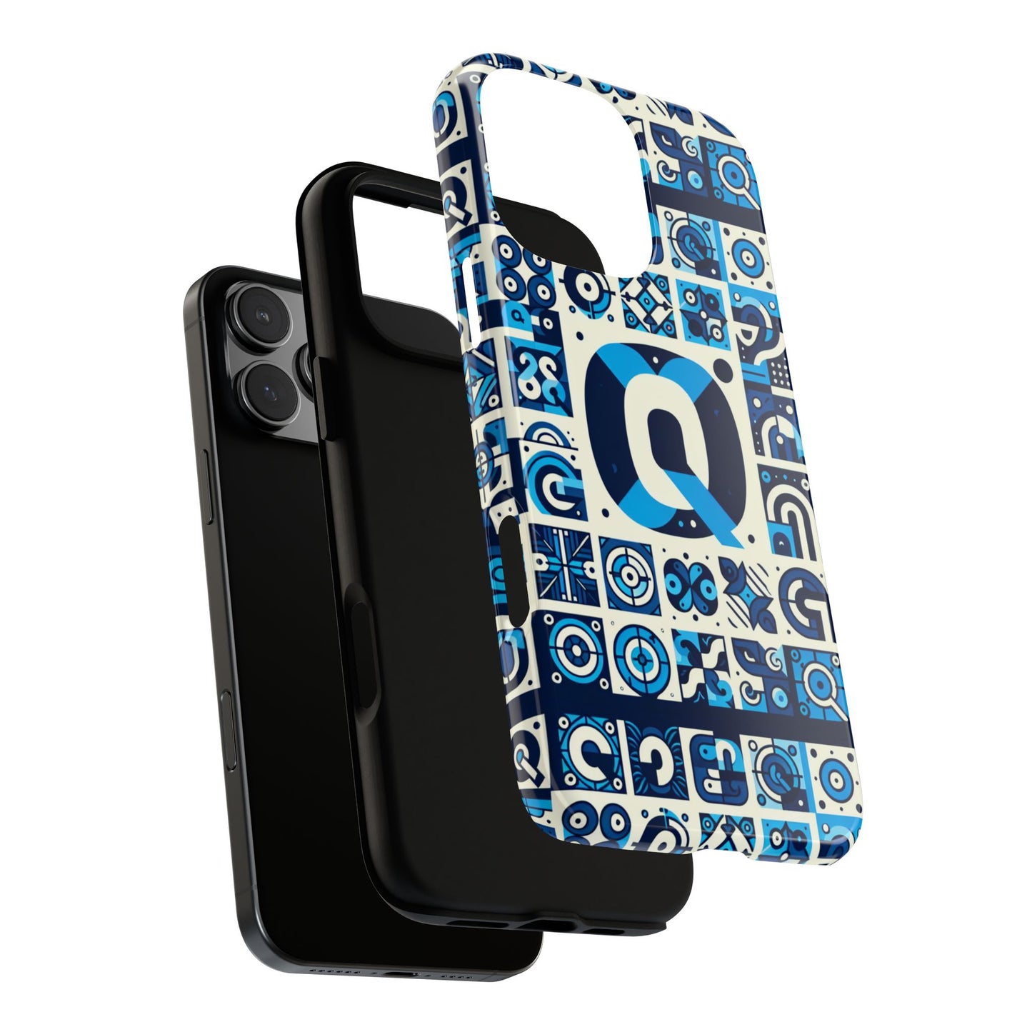 blue alphabet letter q phone case with 3d wrap protective cover for smartphones kids and adults stylish silicone shock absorption durable design