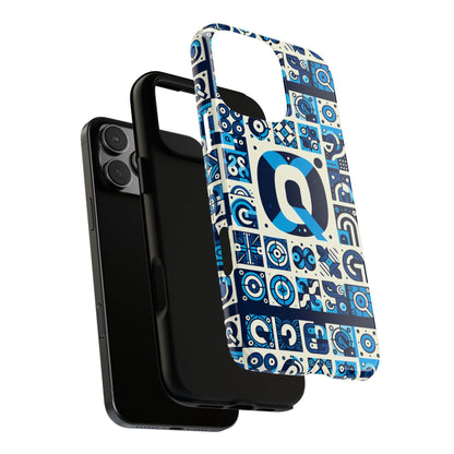 Blue Alphabet Letter Q Phone Case with 3D Wrap Protective Cover for Smartphones Kids and Adults Stylish Silicone Shock Absorption Durable Design