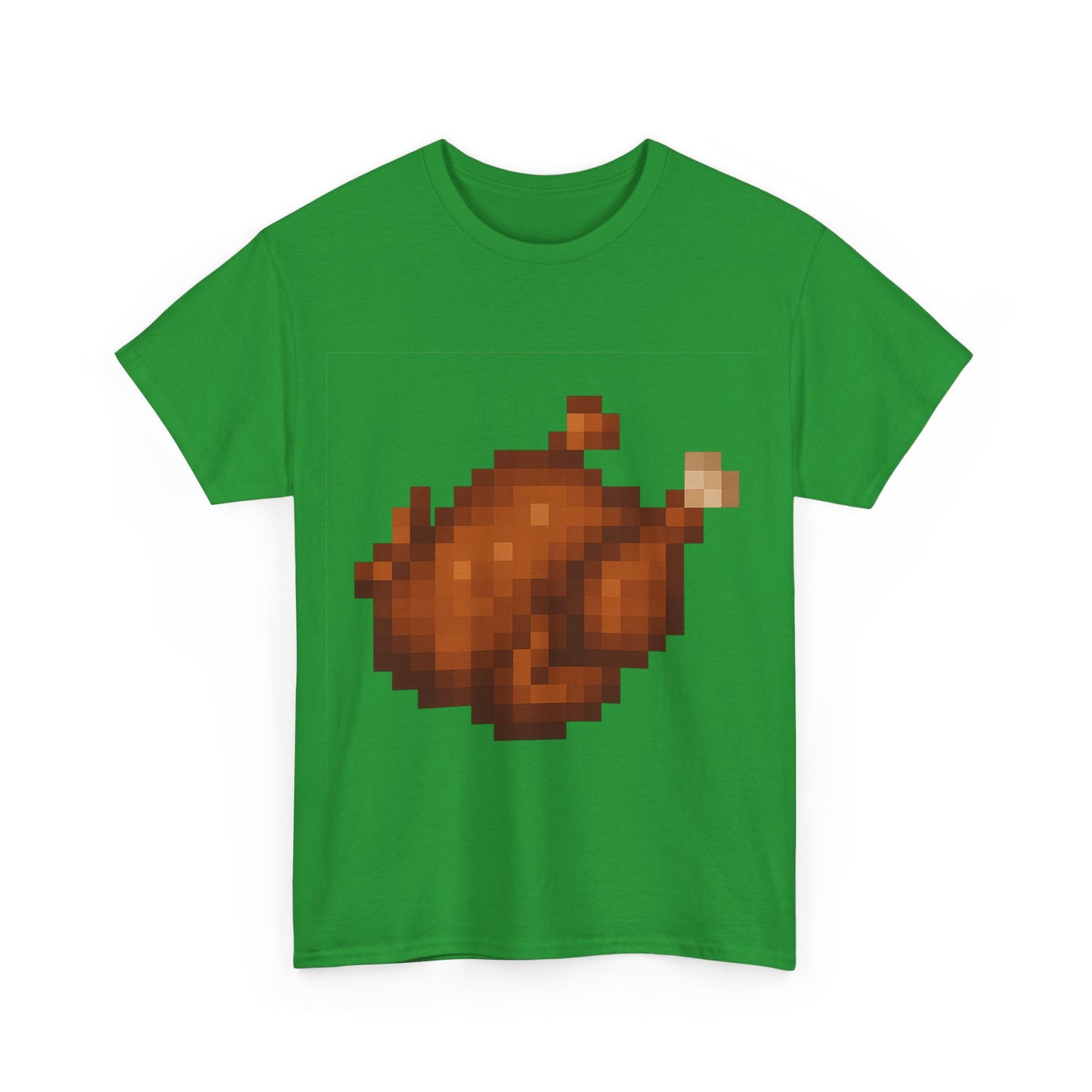 funny pixel turkey unisex heavy cotton tee for gamers - perfect thanksgiving shirt, casual wear, comfortable cotton tee, fun gamer apparel, holiday graphic tee