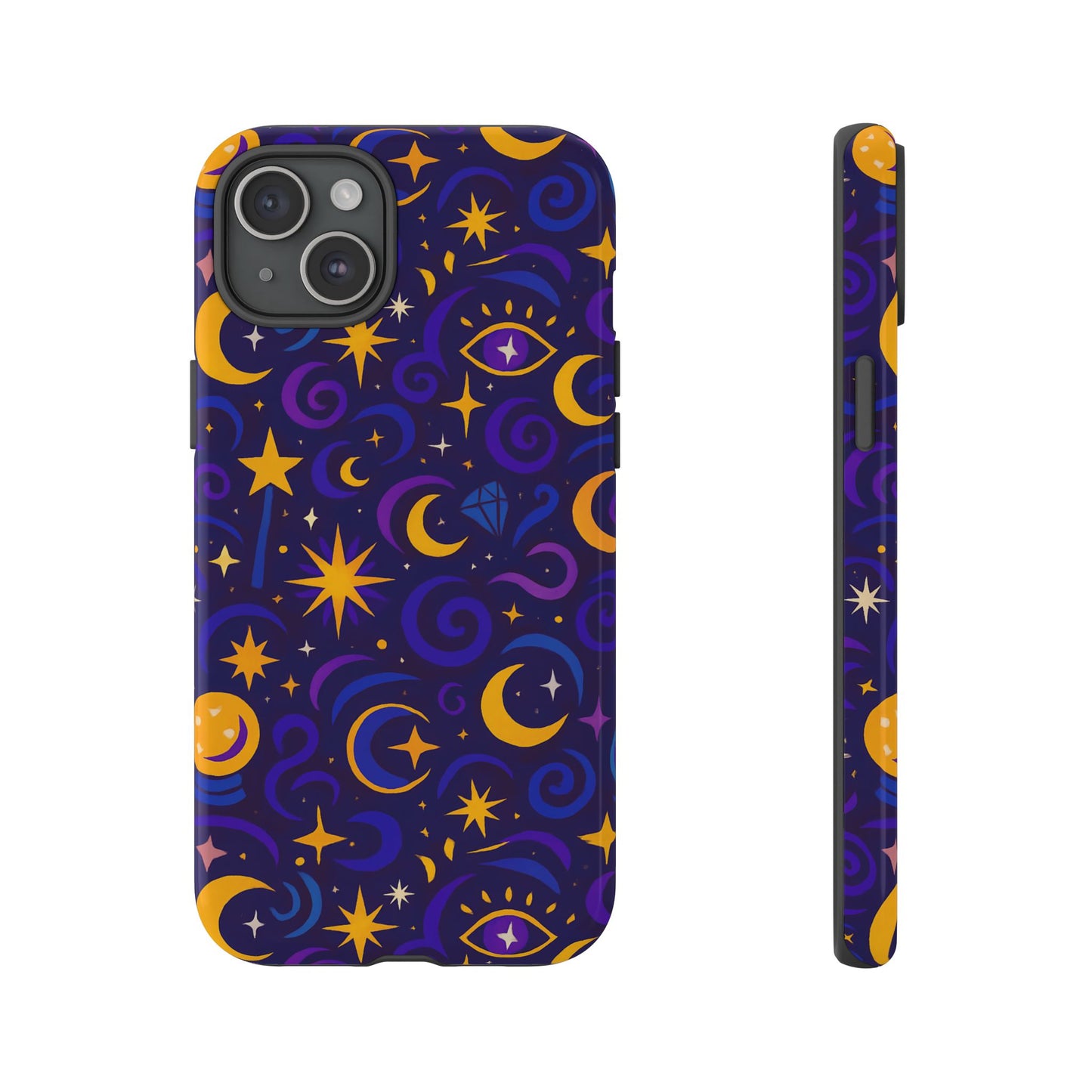 vibrant 3d cosmic design phone case for stylish protection with multicolour stars and swirls compatible with iphone 13, 14, 15 & 16 – all models including pro, pro max & plus