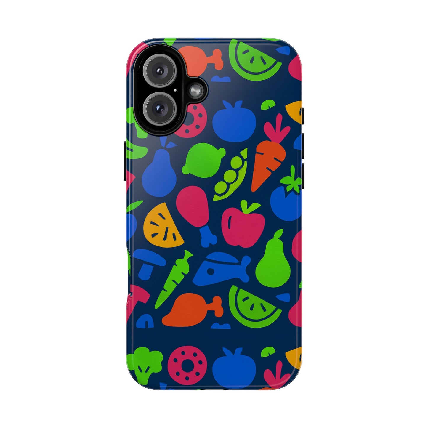 vibrant 3d fruit pattern protective phone case with glossy finish for stylish protection, compatible with iphone 13, 14, 15 & 16 – all models including pro, pro max & plus