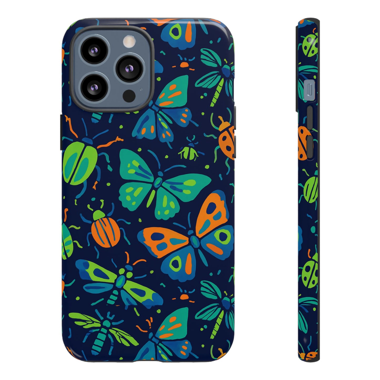 vibrant insect pattern protective phone case for stylish protection – multicolour 3d design compatible with iphone 13, 14, 15 & 16 – all models including pro, pro max & plus