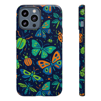 Vibrant Insect Pattern Protective Phone Case for Stylish Protection – Multicolour 3D Design Compatible with iPhone 13, 14, 15 & 16 – all models including Pro, Pro Max & Plus