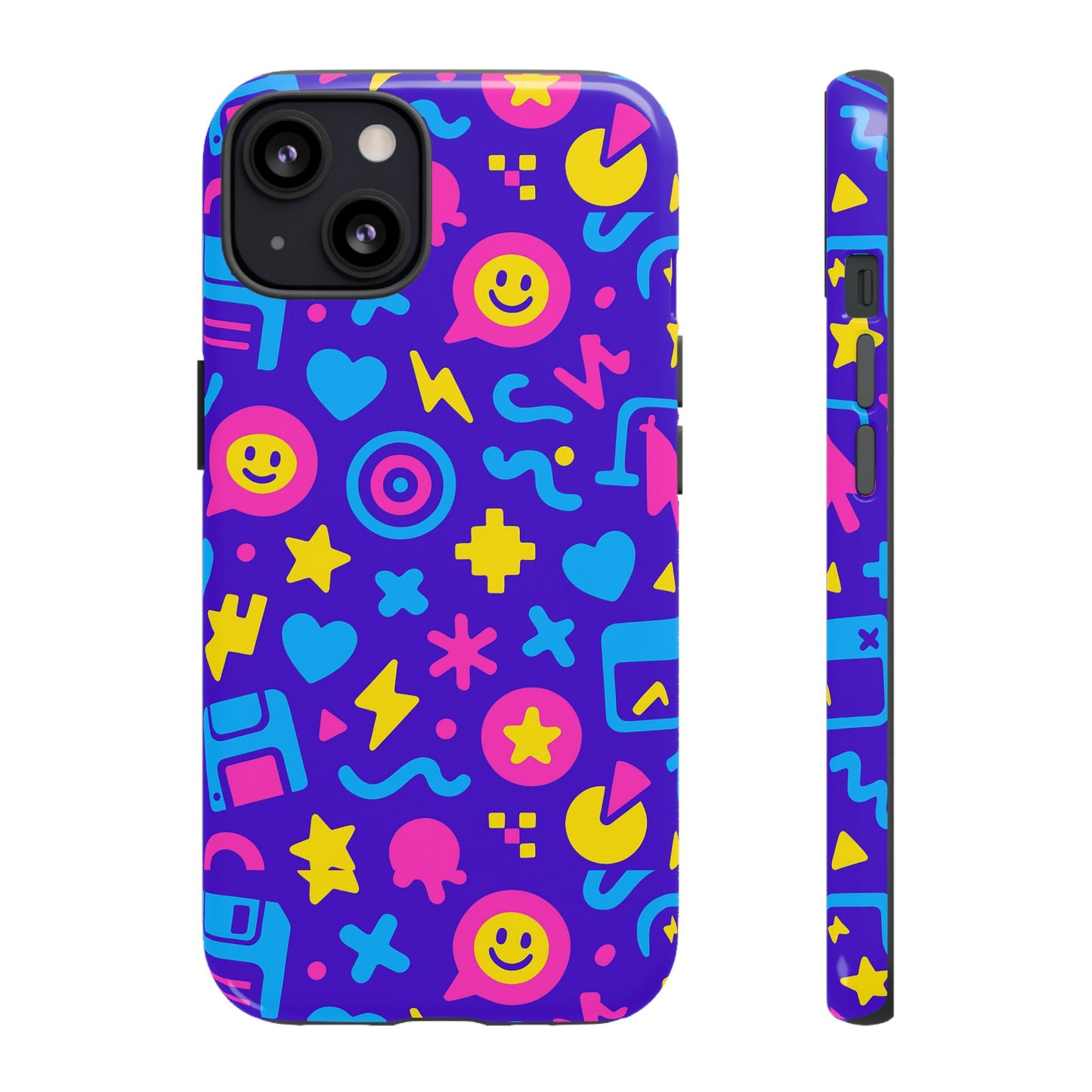 multicolor y2k protective phone case with 3d wrap design – fun and playful accessory compatible with iphone 13, 14, 15 & 16 – all models including pro, pro max & plus