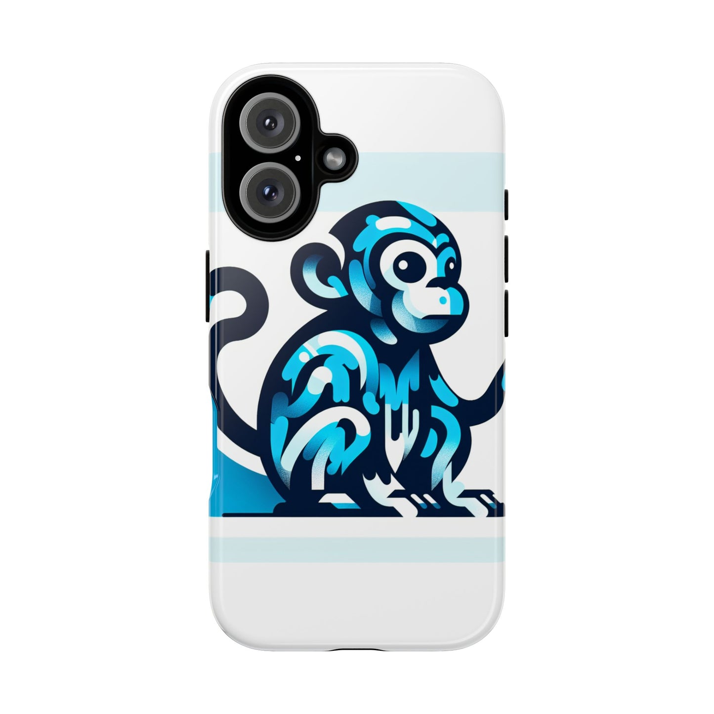 vibrant 3d monkey-inspired phone case for stylish protection in blue – unisex design compatible with iphone 13, 14, 15 & 16 – all models including pro, pro max & plus