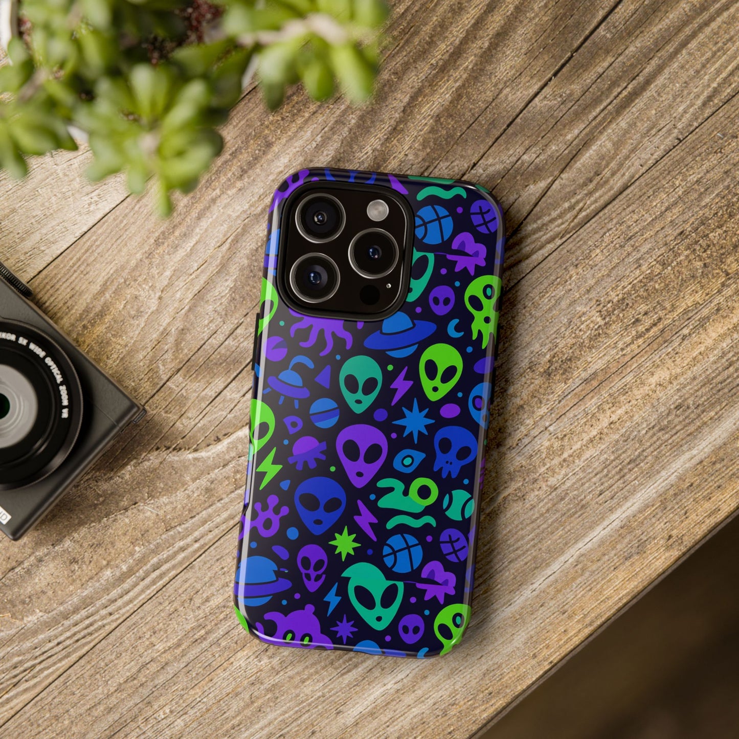 vibrant 3d alien and space design protective phone case for unisex smartphone accessories compatible with iphone 13, 14, 15 & 16 – all models including pro, pro max & plus