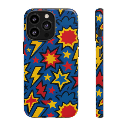 Vibrant 3D Superhero Design Protective Phone Case for Fun Retro Style and Unique Expression Compatible with iPhone 13, 14, 15 & 16 – All Models Including Pro, Pro Max & Plus