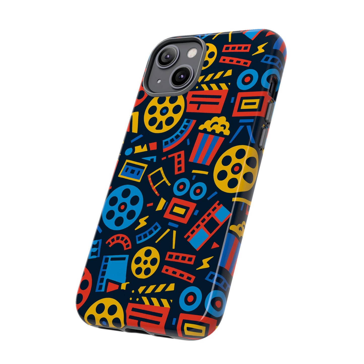 vibrant 3d film reel protective phone case for unique style and robust protection compatible with iphone 13, 14, 15 & 16 – all models including pro, pro max & plus