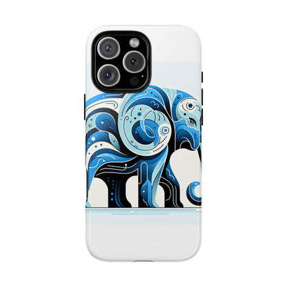 Vibrant 3D Blue Elephant Design Protective Phone Case – Unique Abstract Art Style for Stylish Protection Compatible with iPhone 13, 14, 15 & 16 – all models including Pro, Pro Max & Plus