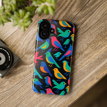 Vibrant Multicolour 3D Bird Print Protective Phone Case for Smart Devices – Unique Accessory for Trendsetters Compatible with iPhone 13, 14, 15 & 16 – All Models Including Pro, Pro Max & Plus