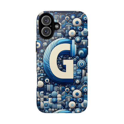Blue Alphabet G Phone Case for iPhone and Android Shockproof Protective Cover with 3D Wrap Design and UV Protection