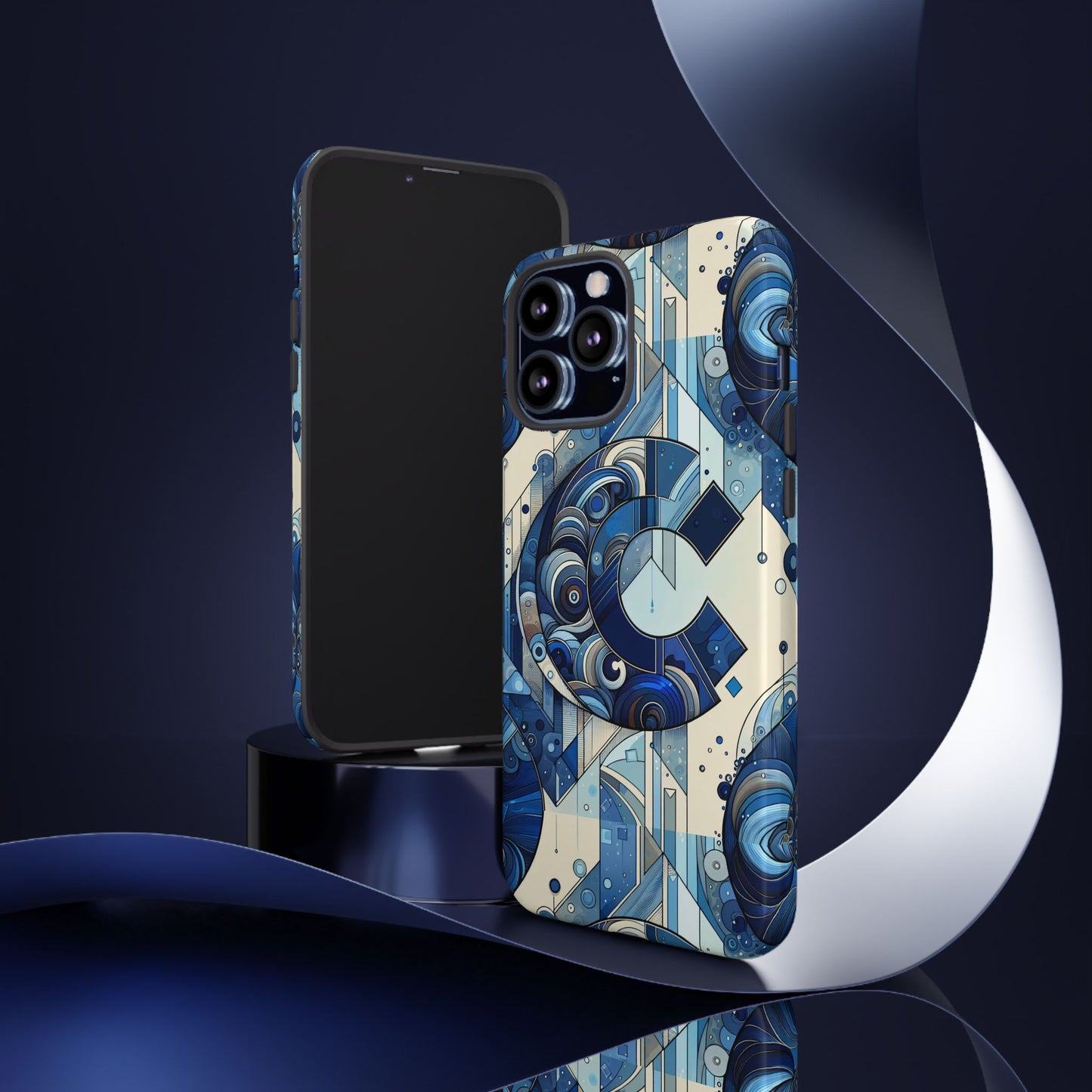 blue alphabet c phone case for smartphone protection with 3d wrap design, shock absorption, uv protection, durable silicone material, suitable for tech enthusiasts and individuality seekers