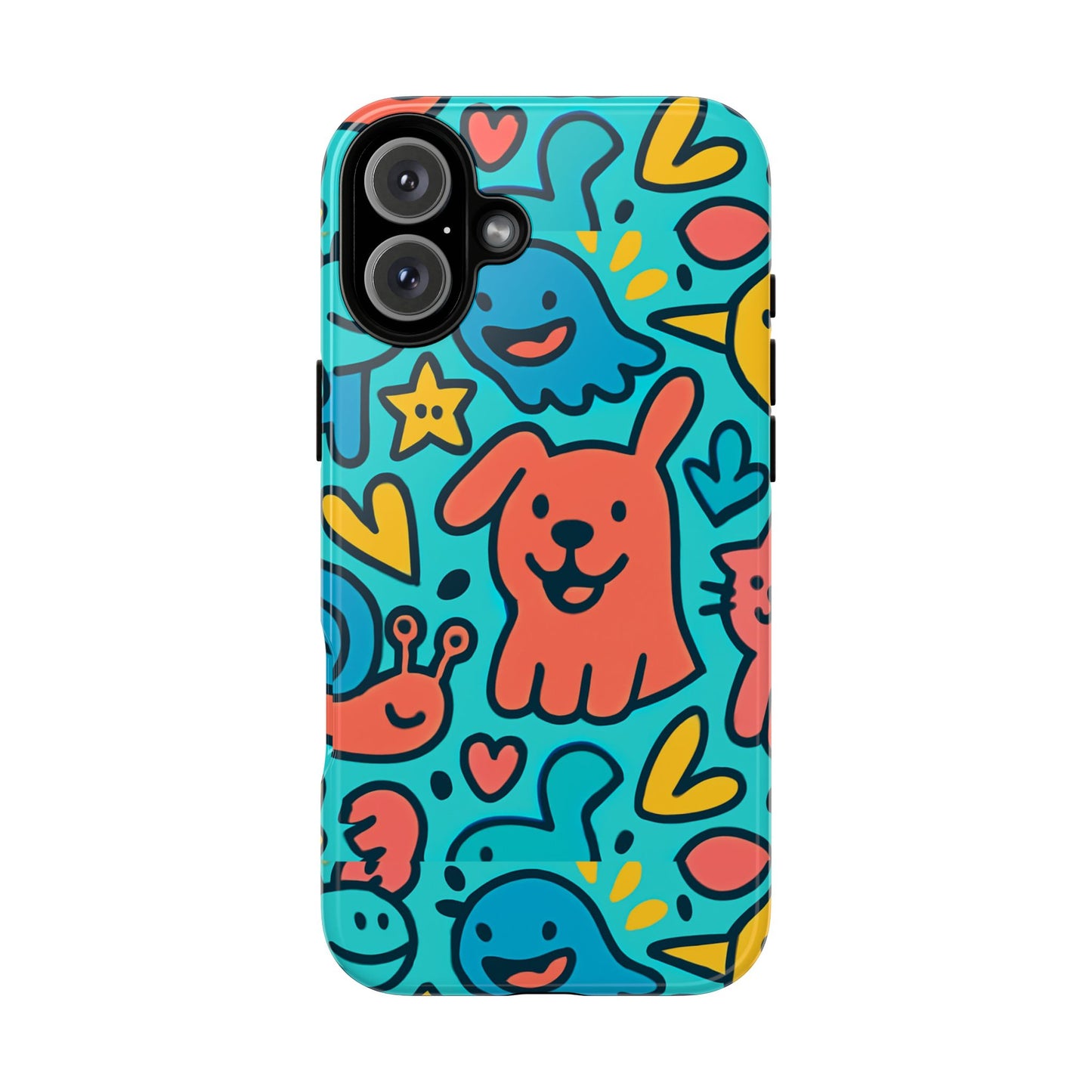 vibrant colourful protective phone case with fun animal cartoon design – stylish protection for kids and adults compatible with iphone 13, 14, 15 & 16 – all models including pro, pro max & plus
