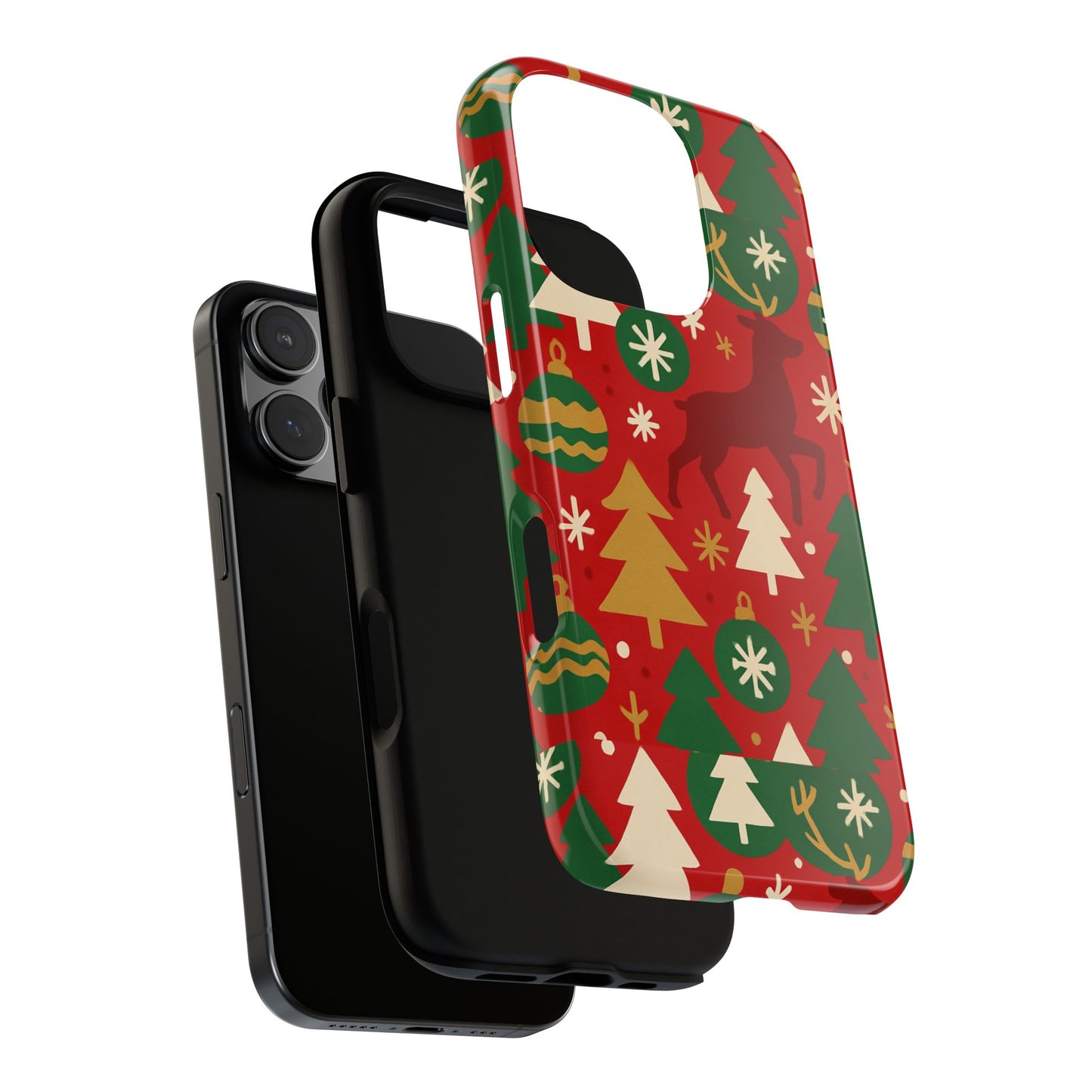 vibrant red christmas phone case with festive 3d design for stylish protection compatible with iphone 13, 14, 15 & 16 – all models including pro, pro max & plus